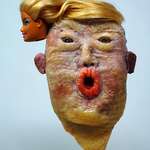 image for A sculpture of Donald Trump's head made from a Barbie head and chicken skin [OC]