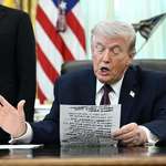 image for Trump had a bunch of notes on a piece of paper that was visible to the press
