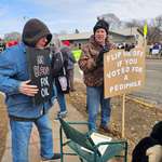image for Sign mocks angry drivers as 450 protesters turn out in deep red Burnett County, Wisconsin [OC]