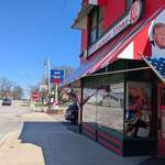 image for [OC] ATrump store with $4.25/gallon gas in the background. Hebron Illinois