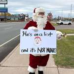 image for Santa expresses his concern about current events at protest in deep red Rice Lake, Wisconsin (OC)