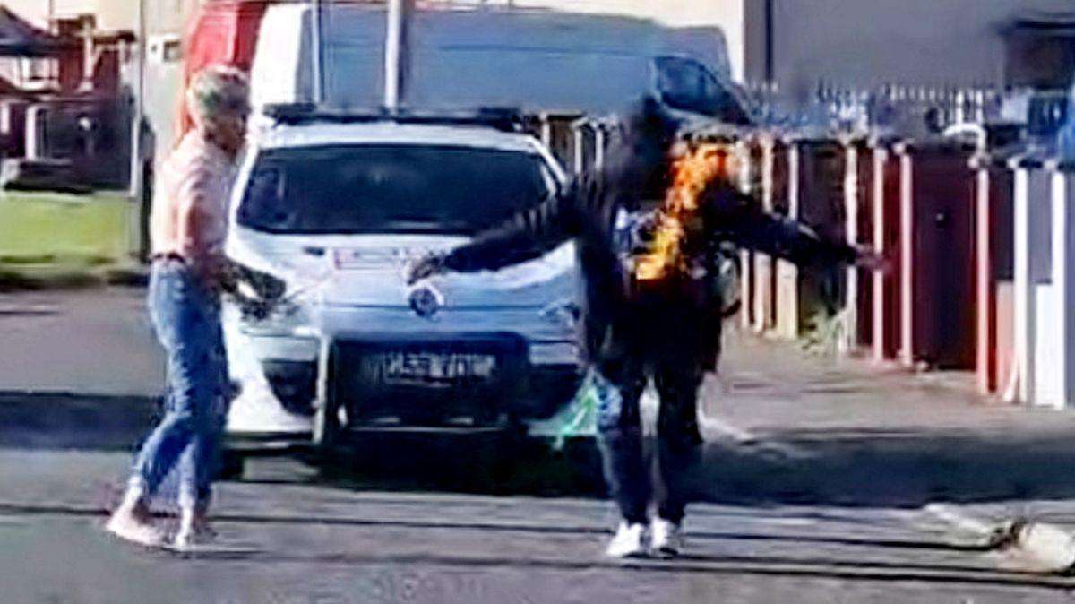 image for Strongman John Stephenson pulls car with his penis while body is on fire