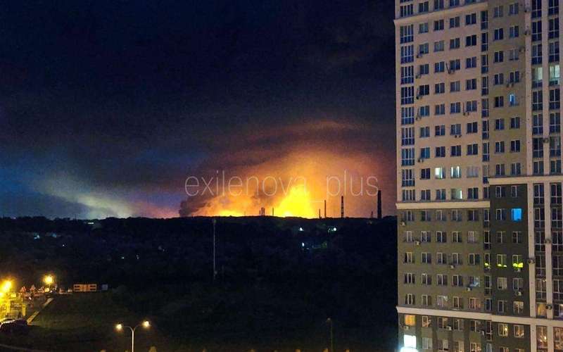 image for Massive fire erupts at Russia's Ryazan oil refinery as Ukrainian drone blitz hits multiple targets, oblasts