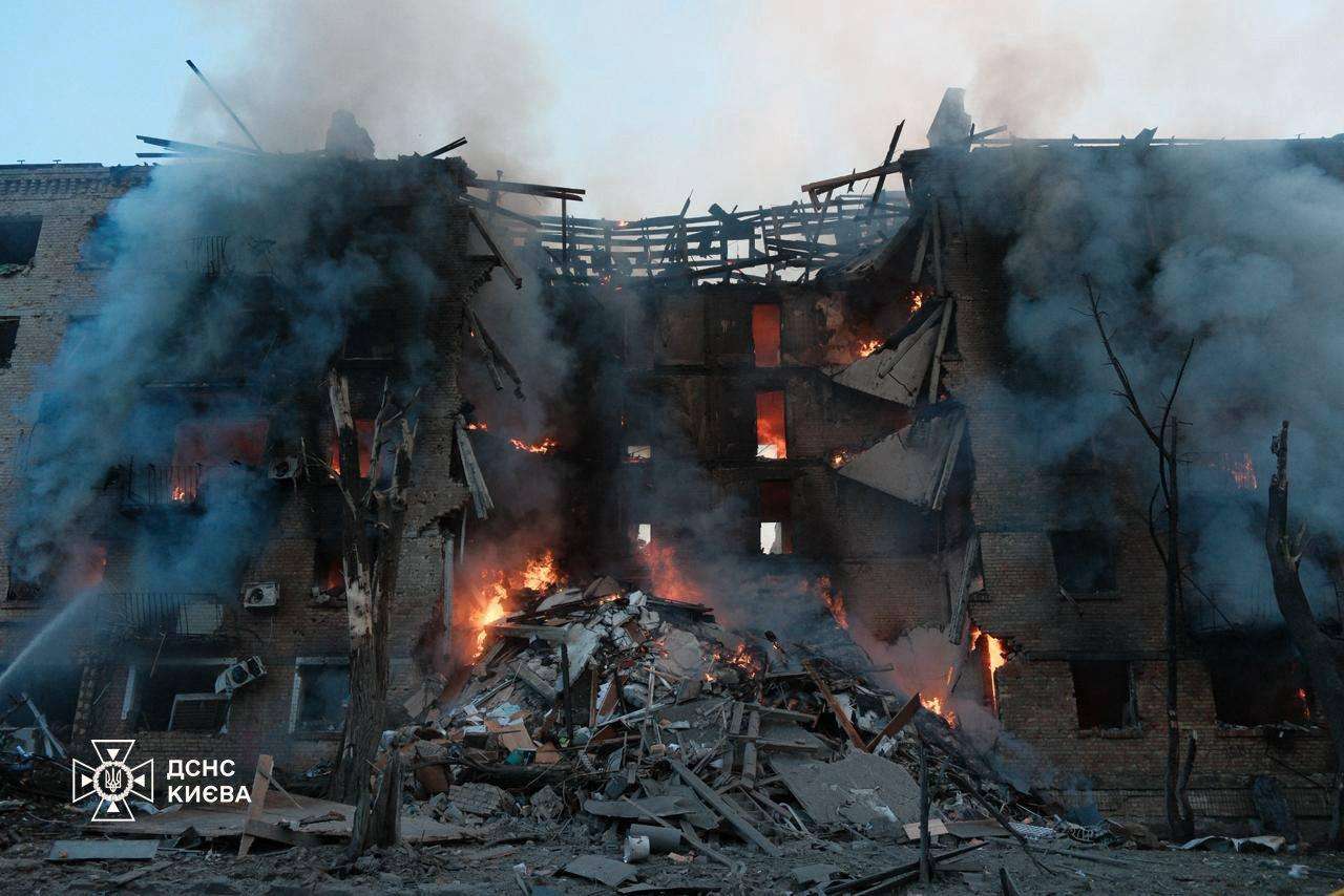 image for 'Damage in every district of Kyiv' — Massive Russian ballistic missile, drone attack kills 4, injures 100