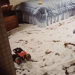 image for [OC] In 1994 I discovered a bean bag chair contained unlimited snow. That's brown shag carpet