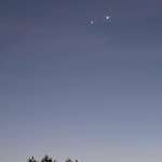 image for Venus Jupiter conjunction looks like eyes in outer space.