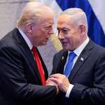 image for Donald Trump holding Benjamin Netanyahu’s hands while Netanyahu seeks a pardon in Israel.