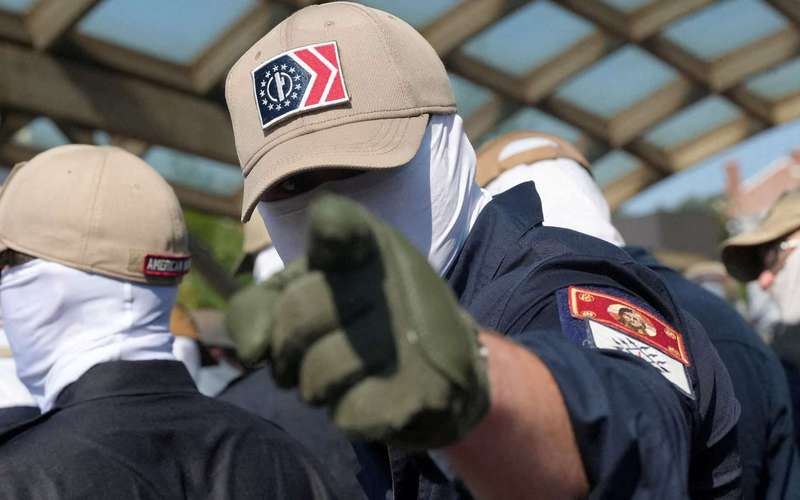 image for Masked Patriot Front white nationalists stage July 4 march through DC