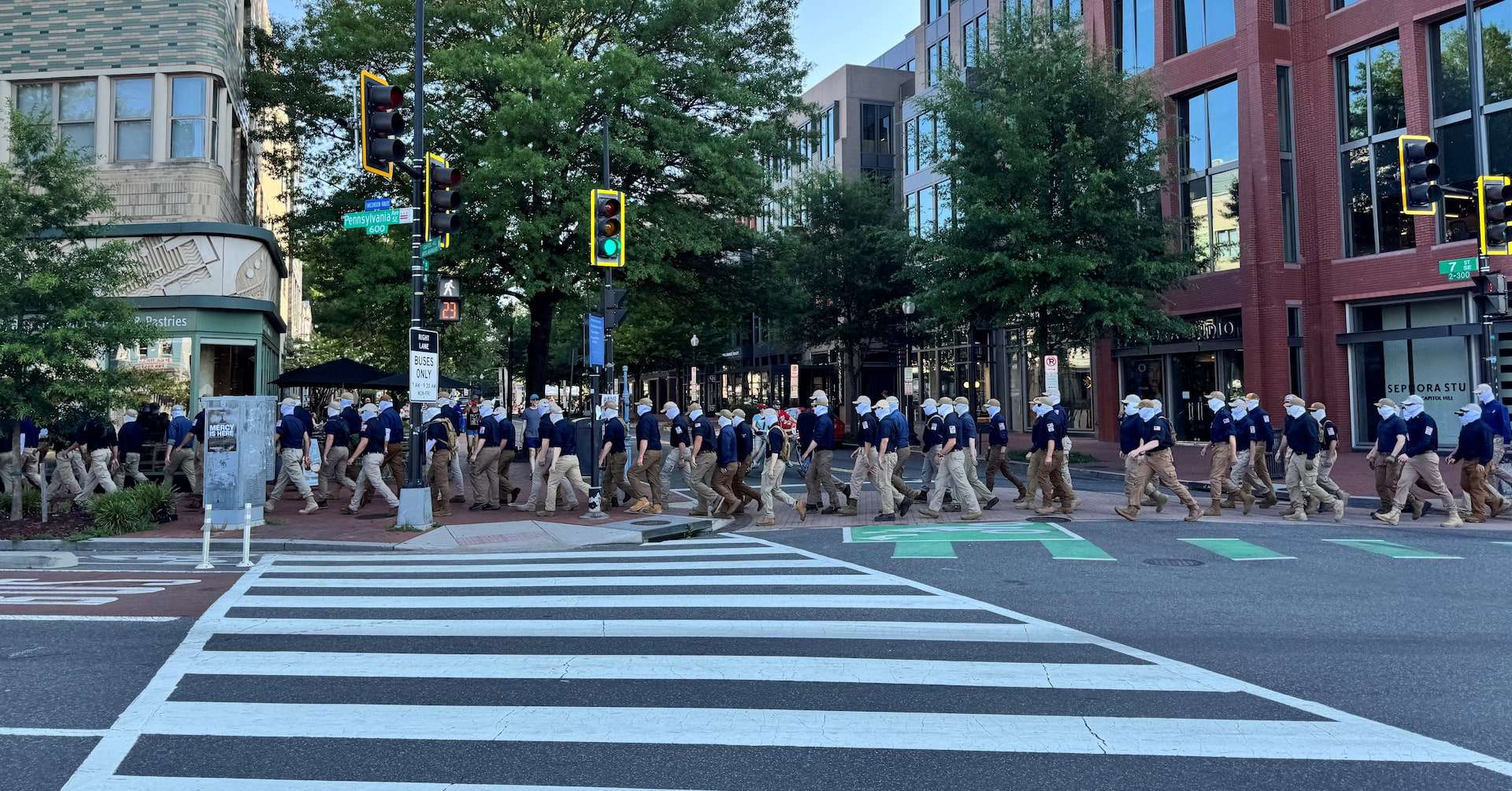 image for Masked Patriot Front white nationalists stage July 4 march through DC