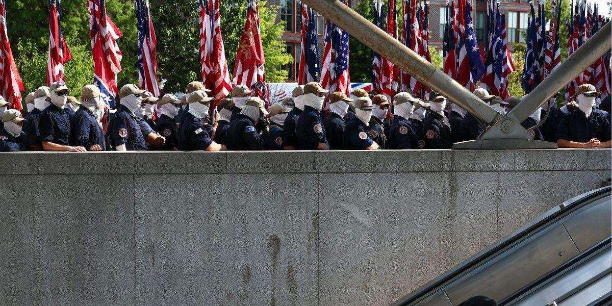 image for Hundreds of masked racist extremists march in D.C. as Trump’s Freedom 250 celebration unfolds