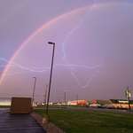 image for [OC] Double rainbow with lightning that my dad took in Pipestone, MN