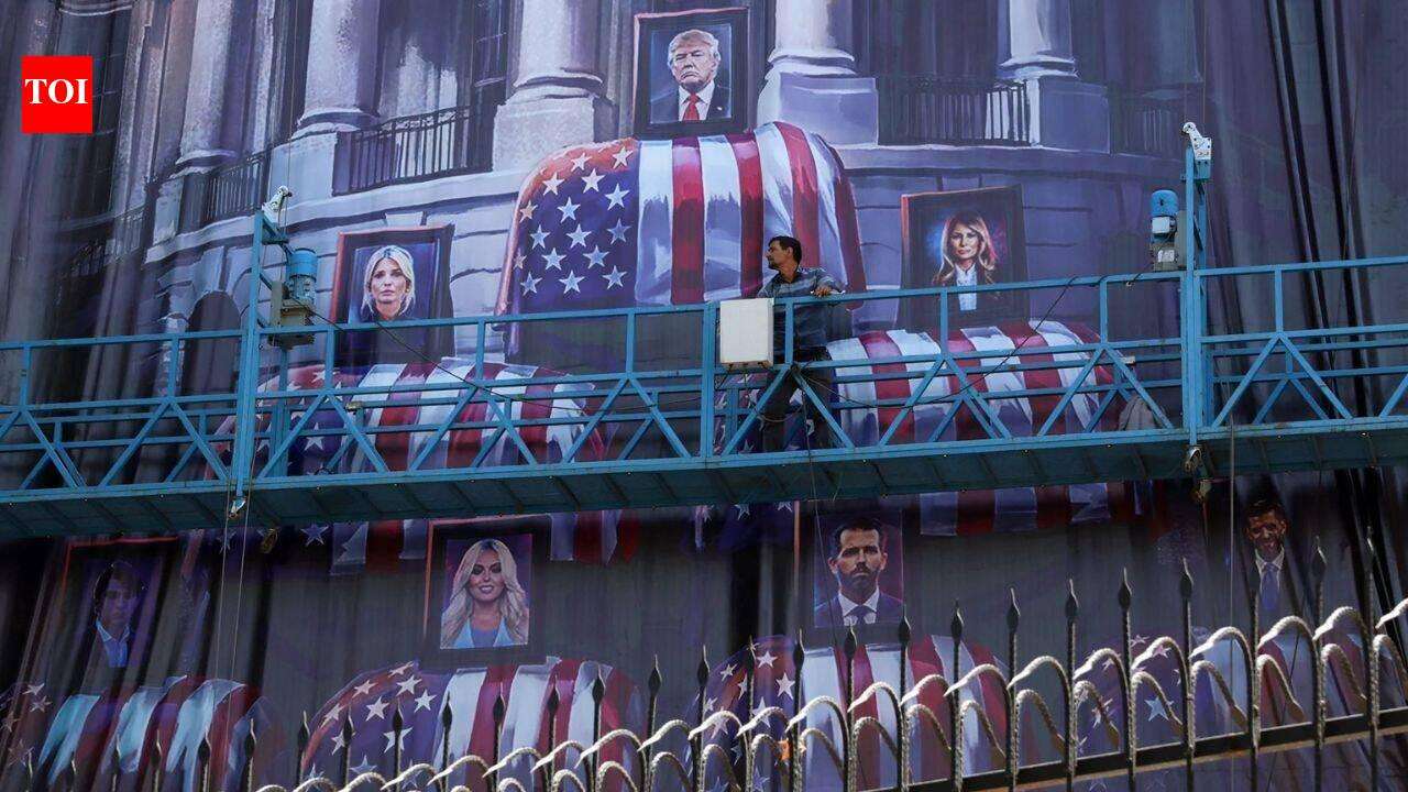 image for 'Blood for blood': Iran displays giant billboard with Donald, Melania and Trump children in coffins