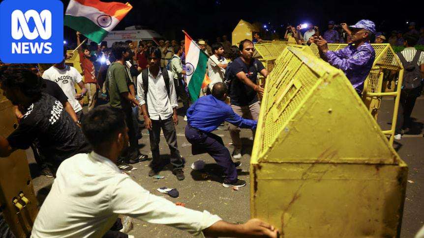 image for Supporters of India's youth-led 'cockroach' movement caned by police in attempt to march on parliament